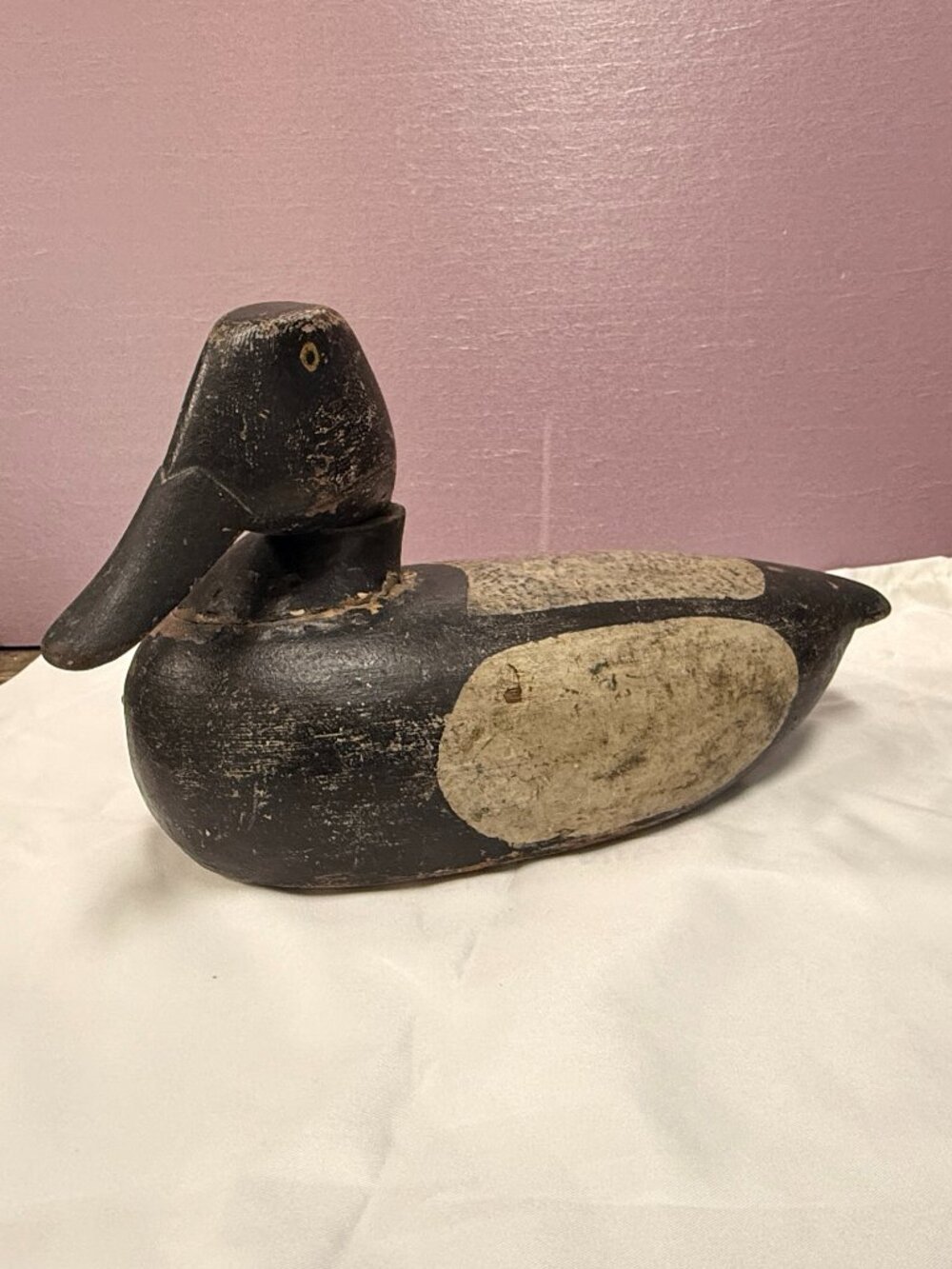 Vintage Broadbill (or Bluebill) drake hunting decoy,